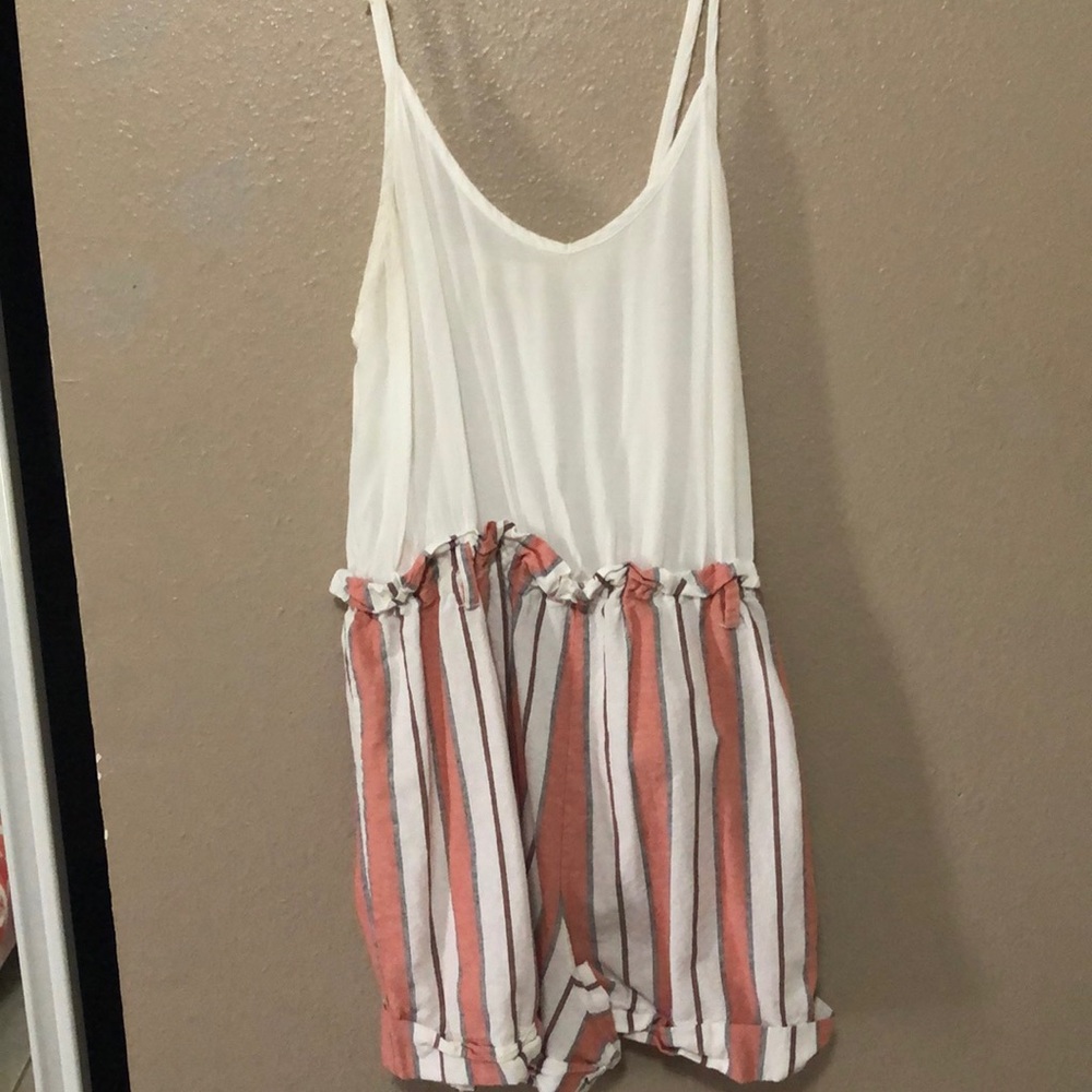 Pink and white romper